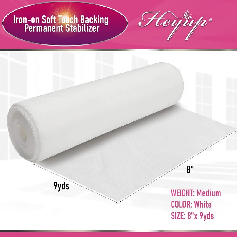 Heyup Iron on Embroidery Stitch Cover 8" x 9 Yd Light Weight Stabilizer Prevent Scratchy or Itchy Stitches, Soft Touch Backing for Sensitive Skin, Babies, and Embroidery Garments, 1 Pack - Image 5